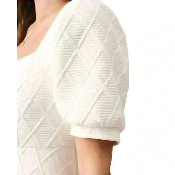 Rihoas Women's Off White Poly The Argyle Embossed Mini Dress NEW - Picture 3 of 16